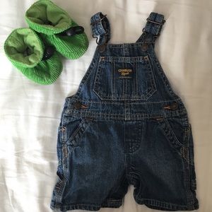 Oshkosh baby overalls with soft sole shoes